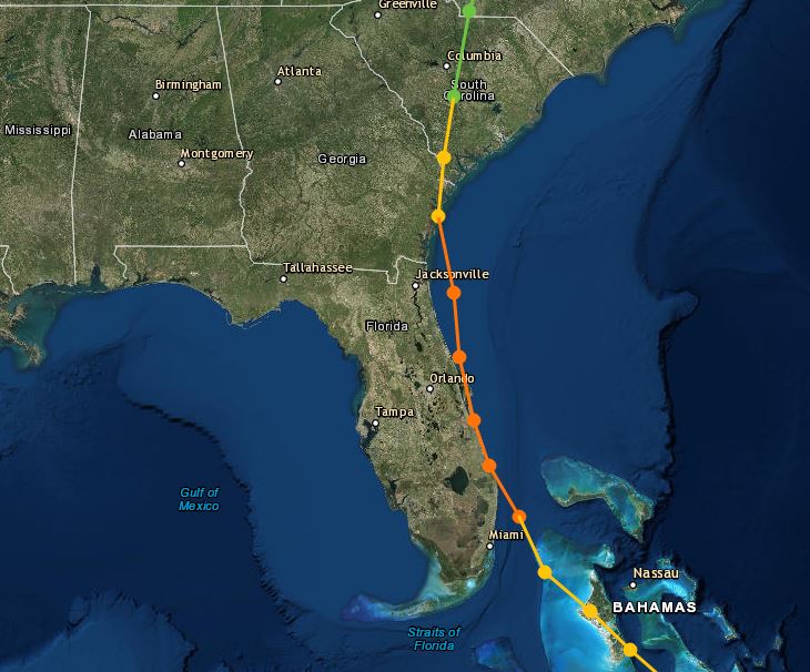 Track of Hurricane David in 1979