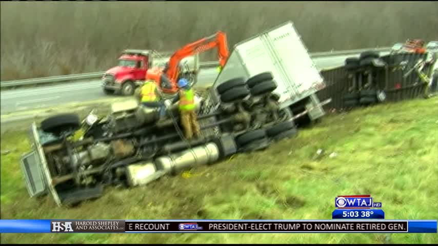 Two Tractor-Trailers Crash On Highway_27355139-159532