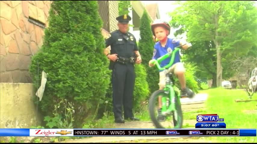 Johnstown police donate bike to injured boy