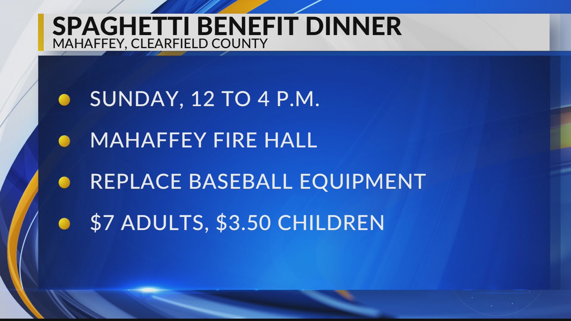 Spaghetti benefit dinner